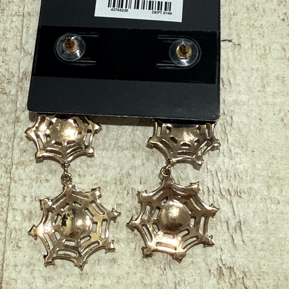 Spiderweb Halloween Statement Earrings - Picture 5 of 5